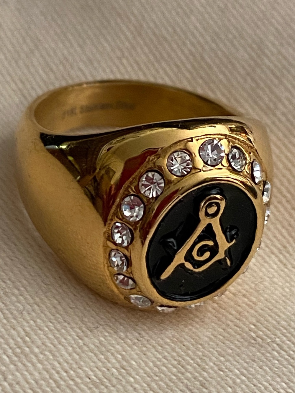 Gold Tone Mason Ring
